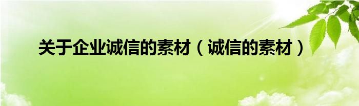 關(guān)于企業(yè)誠(chéng)信的素材（誠(chéng)信的素材）