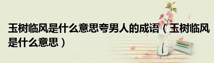 玉樹臨風(fēng)是什么意思夸男人的成語（玉樹臨風(fēng)是什么意思）