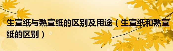 生宣紙與熟宣紙的區(qū)別及用途（生宣紙和熟宣紙的區(qū)別）