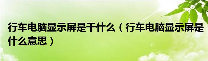 行車電腦顯示屏是干什么（行車電腦顯示屏是什么意思）