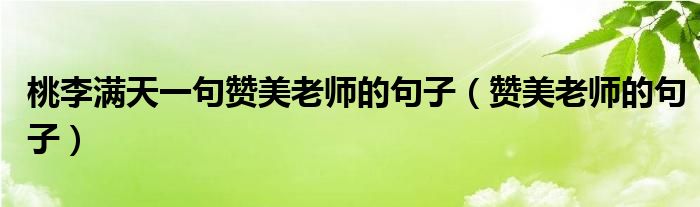 桃李滿天一句贊美老師的句子（贊美老師的句子）