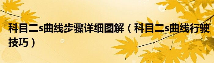科目二s曲線步驟詳細圖解（科目二s曲線行駛技巧）