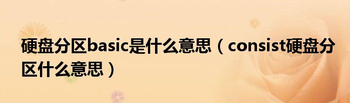 硬盤分區(qū)basic是什么意思（consist硬盤分區(qū)什么意思）