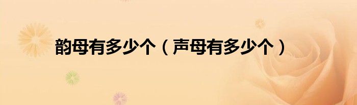 韻母有多少個（聲母有多少個）