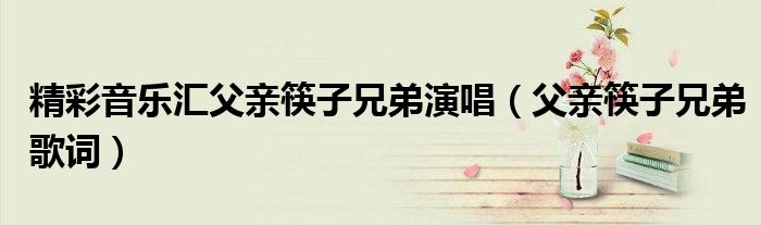 精彩音樂匯父親筷子兄弟演唱（父親筷子兄弟歌詞）