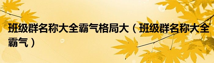 班級(jí)群名稱(chēng)大全霸氣格局大（班級(jí)群名稱(chēng)大全霸氣）