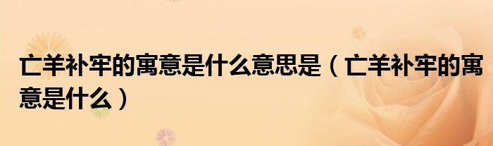 亡羊補(bǔ)牢的寓意是什么意思是（亡羊補(bǔ)牢的寓意是什么）