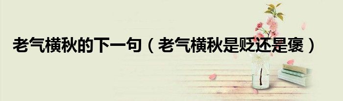 老氣橫秋的下一句（老氣橫秋是貶還是褒）