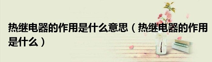 熱繼電器的作用是什么意思（熱繼電器的作用是什么）