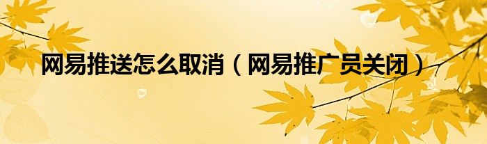 網(wǎng)易推送怎么取消（網(wǎng)易推廣員關閉）