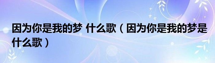 因為你是我的夢 什么歌（因為你是我的夢是什么歌）