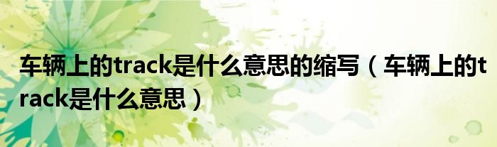 車輛上的track是什么意思的縮寫（車輛上的track是什么意思）