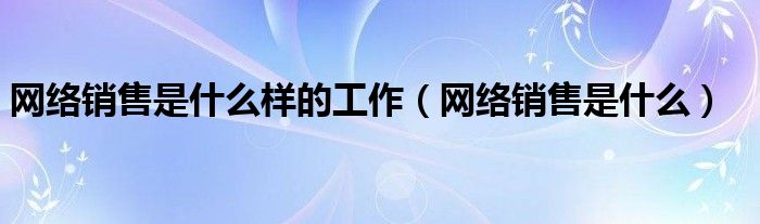 網(wǎng)絡(luò)銷售是什么樣的工作（網(wǎng)絡(luò)銷售是什么）