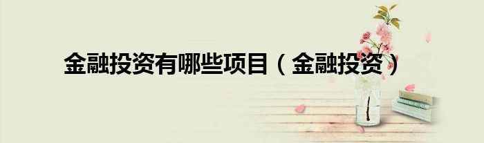 金融投資有哪些項(xiàng)目（金融投資）