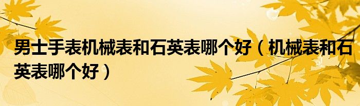 男士手表機(jī)械表和石英表哪個(gè)好（機(jī)械表和石英表哪個(gè)好）
