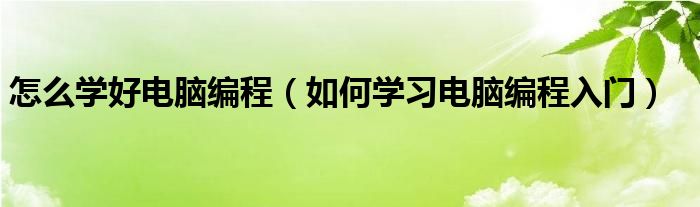 怎么學(xué)好電腦編程（如何學(xué)習(xí)電腦編程入門）