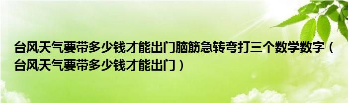 臺(tái)風(fēng)天氣要帶多少錢才能出門腦筋急轉(zhuǎn)彎打三個(gè)數(shù)學(xué)數(shù)字（臺(tái)風(fēng)天氣要帶多少錢才能出門）