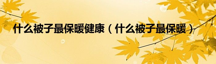 什么被子最保暖健康（什么被子最保暖）
