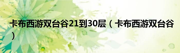 卡布西游雙臺谷21到30層（卡布西游雙臺谷）