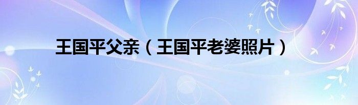 王國平父親（王國平老婆照片）