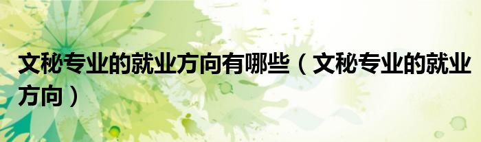 文秘專業(yè)的就業(yè)方向有哪些（文秘專業(yè)的就業(yè)方向）