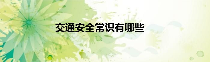 交通安全常識有哪些