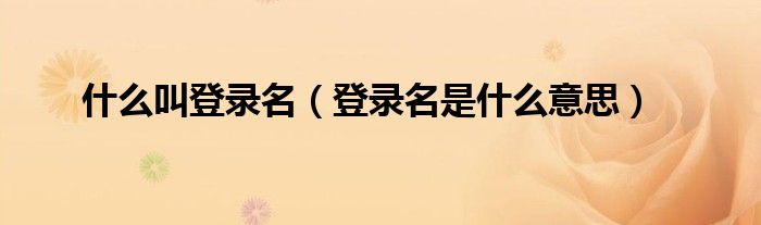 什么叫登錄名（登錄名是什么意思）