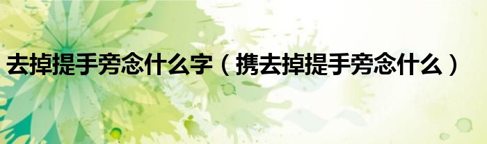 去掉提手旁念什么字（攜去掉提手旁念什么）