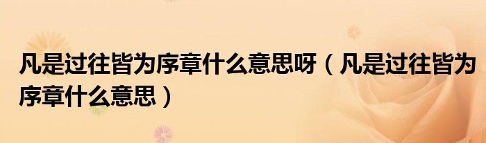 凡是過往皆為序章什么意思呀（凡是過往皆為序章什么意思）