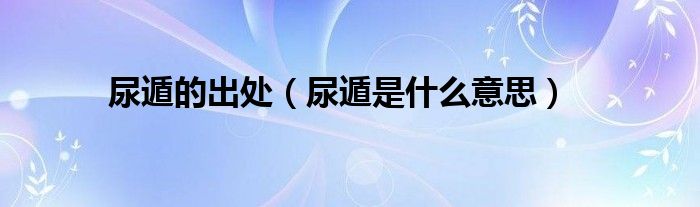 尿遁的出處（尿遁是什么意思）