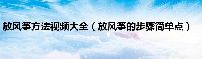 放風箏方法視頻大全（放風箏的步驟簡單點）
