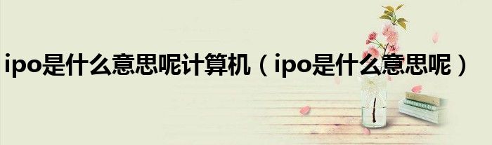 ipo是什么意思呢計(jì)算機(jī)（ipo是什么意思呢）