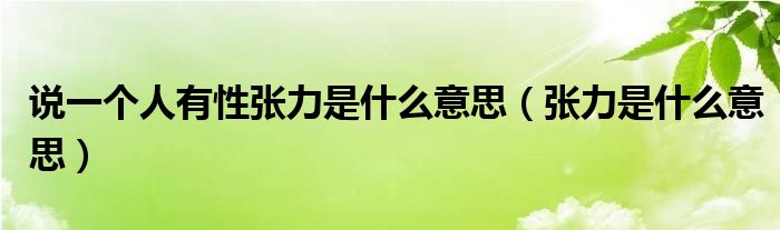 說一個(gè)人有性張力是什么意思（張力是什么意思）