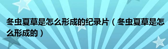 冬蟲夏草是怎么形成的紀錄片（冬蟲夏草是怎么形成的）