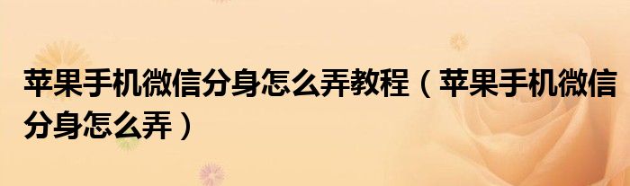 蘋果手機(jī)微信分身怎么弄教程（蘋果手機(jī)微信分身怎么弄）