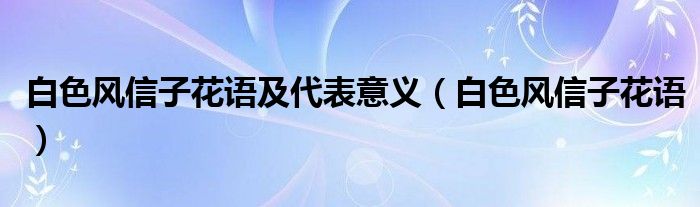 白色風(fēng)信子花語及代表意義（白色風(fēng)信子花語）