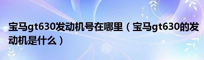 寶馬gt630發(fā)動機號在哪里（寶馬gt630的發(fā)動機是什么）