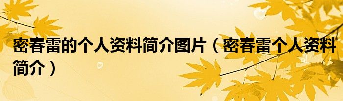 密春雷的個(gè)人資料簡(jiǎn)介圖片（密春雷個(gè)人資料簡(jiǎn)介）