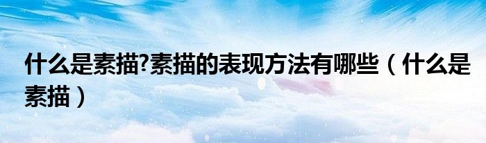 什么是素描?素描的表現(xiàn)方法有哪些（什么是素描）
