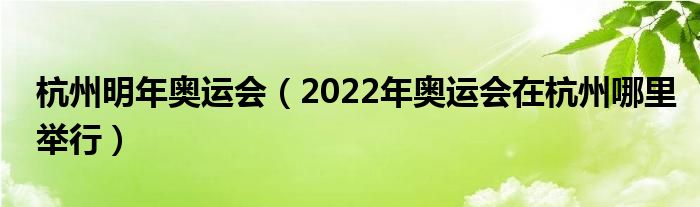 杭州明年奧運會（2022年奧運會在杭州哪里舉行）