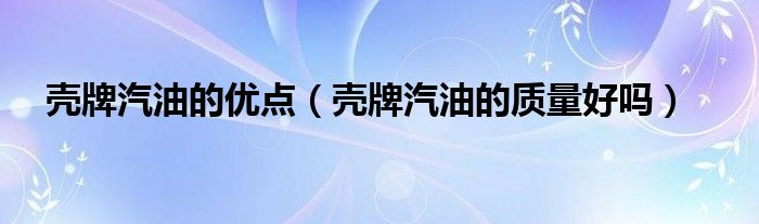殼牌汽油的優(yōu)點(diǎn)（殼牌汽油的質(zhì)量好嗎）