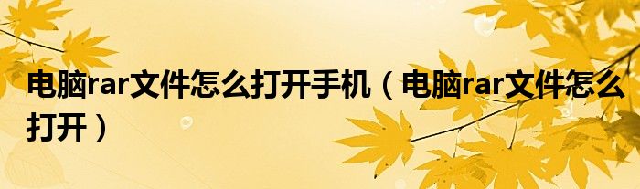 電腦rar文件怎么打開手機（電腦rar文件怎么打開）