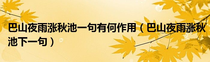 巴山夜雨漲秋池一句有何作用（巴山夜雨漲秋池下一句）