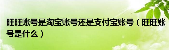 旺旺賬號是淘寶賬號還是支付寶賬號（旺旺賬號是什么）