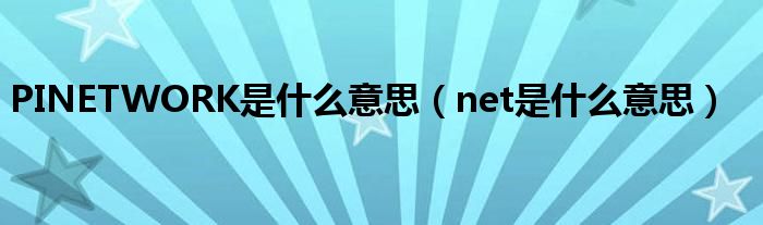 PINETWORK是什么意思（net是什么意思）