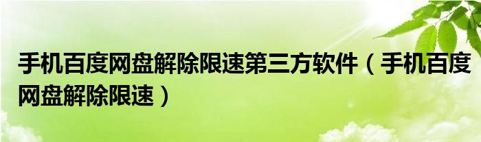 手機(jī)百度網(wǎng)盤解除限速第三方軟件（手機(jī)百度網(wǎng)盤解除限速）