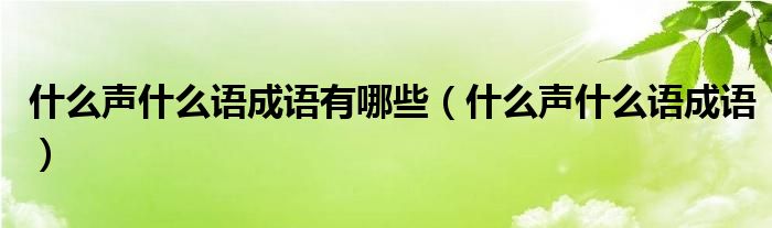 什么聲什么語成語有哪些（什么聲什么語成語）