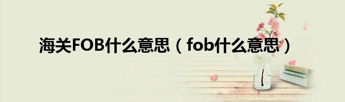 海關(guān)FOB什么意思（fob什么意思）