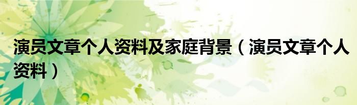 演員文章個人資料及家庭背景（演員文章個人資料）