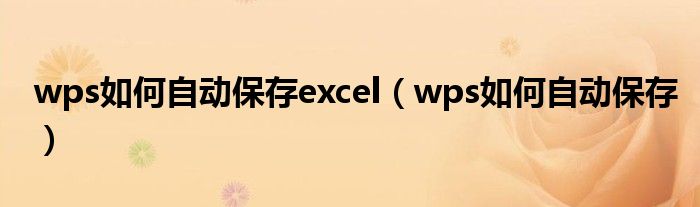 wps如何自動保存excel（wps如何自動保存）